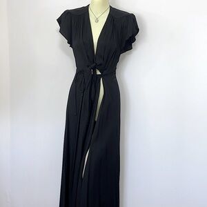 REFORMATION BLACK MAXI WRAP DRESS RAYON/VISCOSE EXCELLENT  2